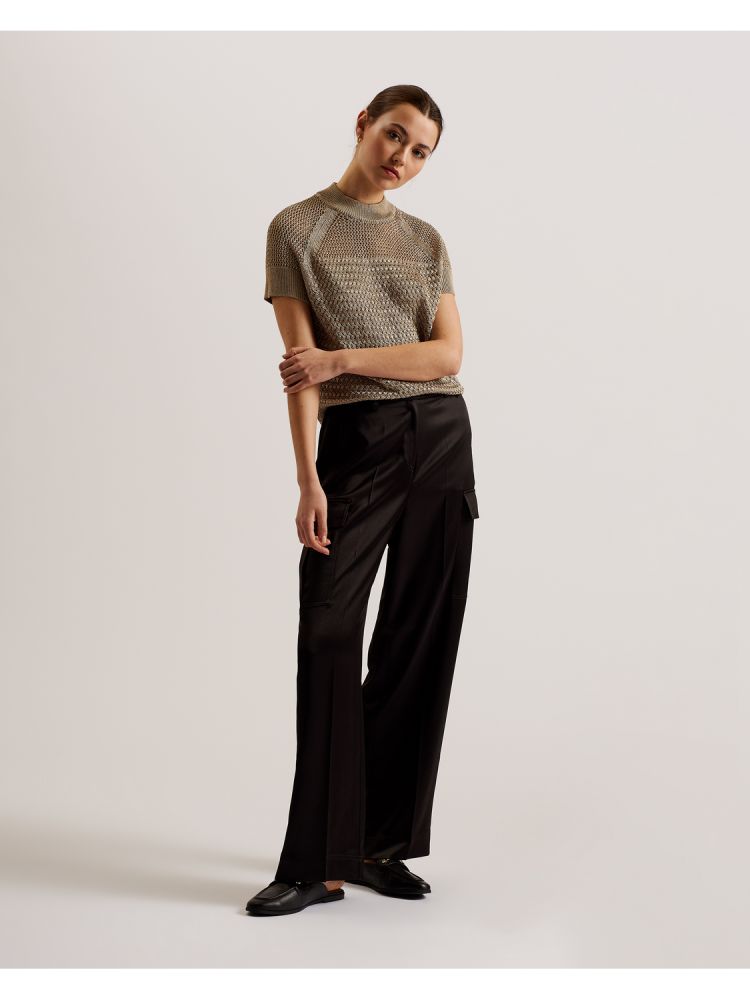 Ted Baker Abaly - Metallic Knitted Short Sleeve Top T-shirts Damen Beige | 236089-VEA