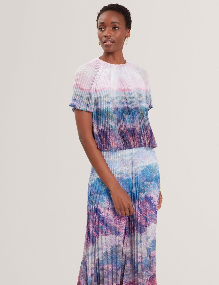 Ted Baker Aharra - Pleated Short Sleeve Blouse T-shirts Damen Rosa | 471239-YGR