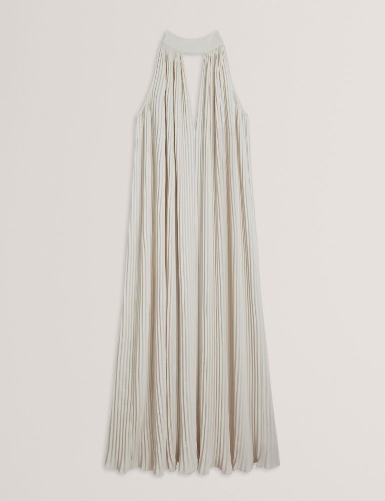 Ted Baker Akala - Halter Neck Pleated Maxi Dress Kleid Damen Weiß | 754829-EVO