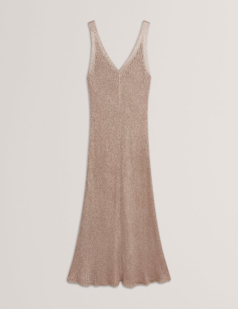 Ted Baker Alarnaa - Metallic Knit Sleeveless Column Maxi Dress Kleid Damen Gold | 019324-PML