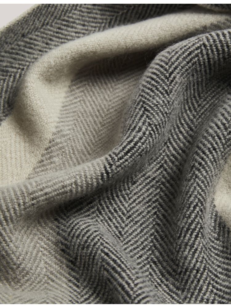 Ted Baker Alfredi - Herringbone Texture Striped Woven Scarf Hats, Gloves & Scarves Herren Schwarz | 753014-DTE