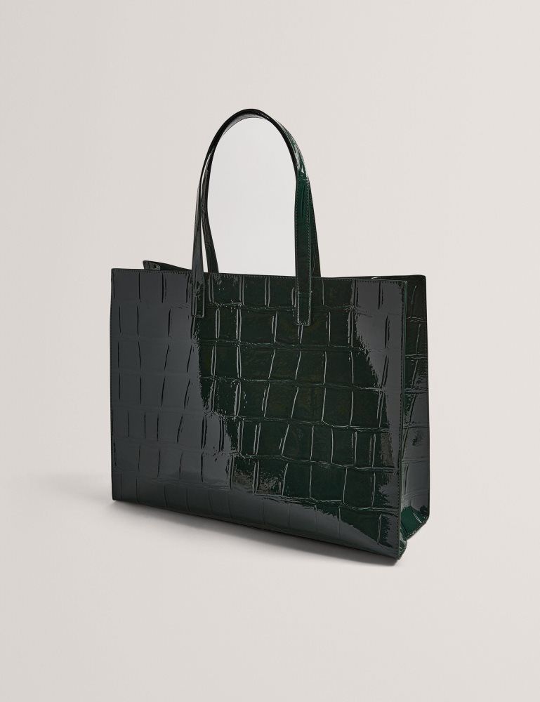 Ted Baker Allicon - Patent Croc Effect Wide Icon Tote Bag Tragetaschen Damen Grün | 349160-NWT