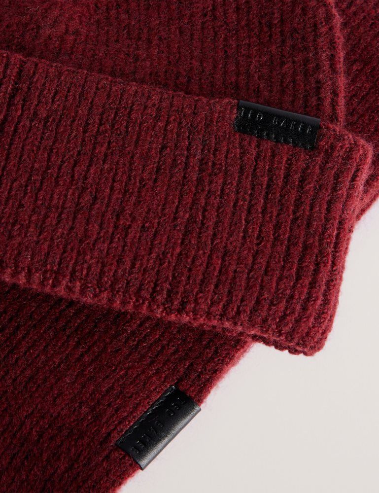 Ted Baker Alliiys - Ribbed Knit Hat And Scarf Set Hats, Gloves & Scarves Herren Bordeaux | 680493-SXO