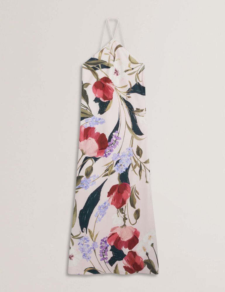 Ted Baker Almaria - Floral Halter Neck Woven Maxi Dress Kleid Damen Rosa | 395420-BTG