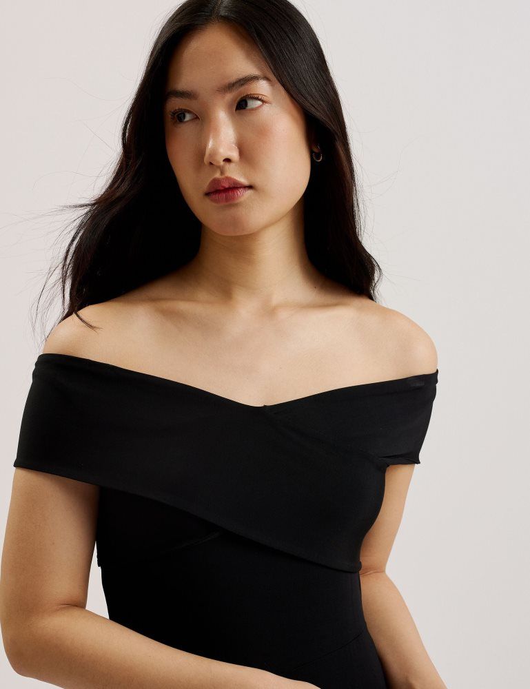 Ted Baker Almhaa - Off Shoulder Wide Leg Jersey Jumpsuit Jumpsuit Damen Schwarz | 179568-YUS