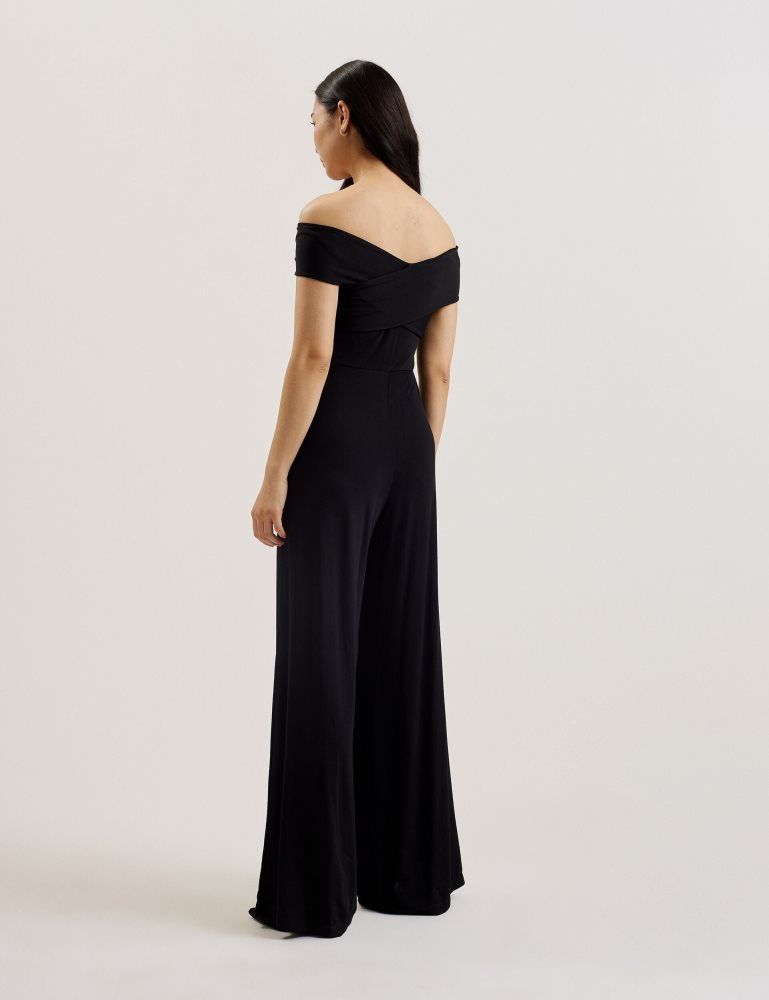 Ted Baker Almhaa - Off Shoulder Wide Leg Jersey Jumpsuit Jumpsuit Damen Schwarz | 179568-YUS