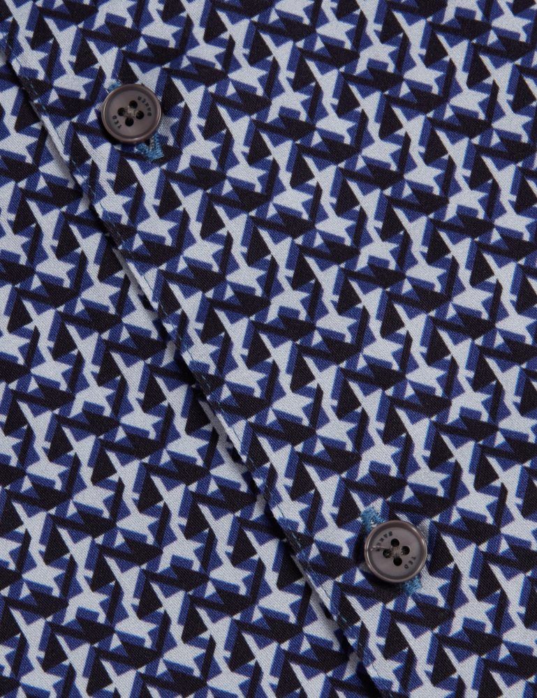 Ted Baker Alphso - Geometric Print Pure Cotton Short Sleeve Shirt Oberteile Herren Navy | 245860-QYP