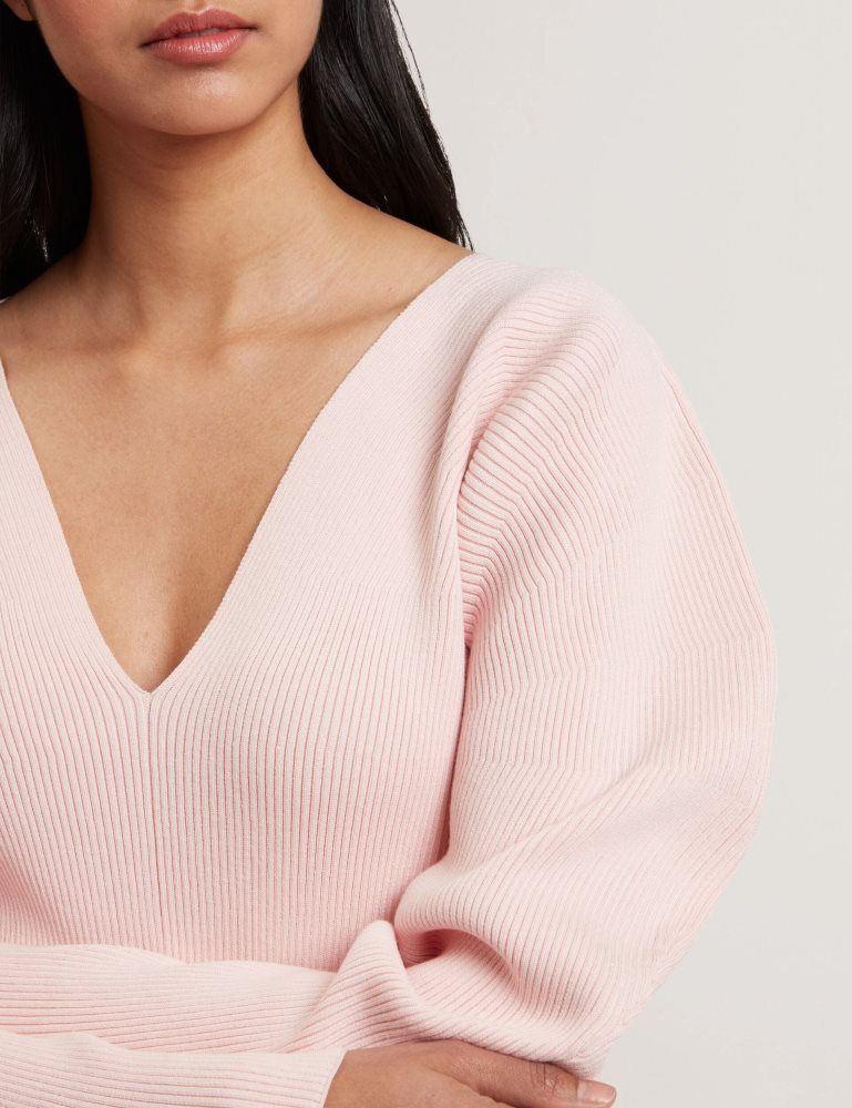 Ted Baker Amelyaa - Rib Sculpt Sleeve Sweater T-shirts Damen Rosa | 659041-WVQ