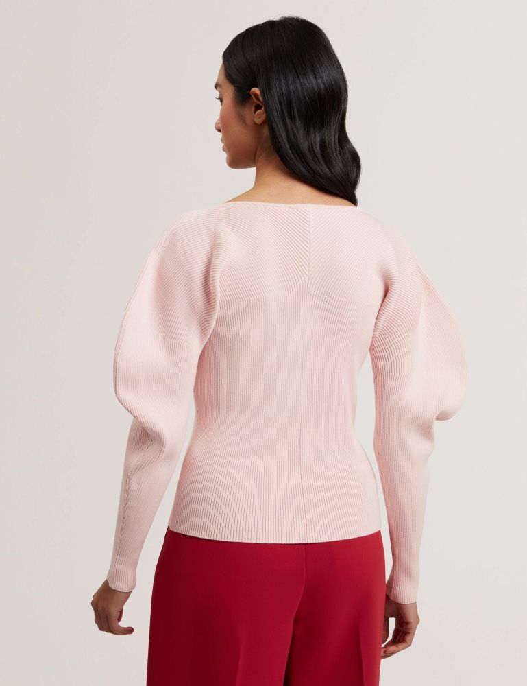 Ted Baker Amelyaa - Rib Sculpt Sleeve Sweater T-shirts Damen Rosa | 659041-WVQ