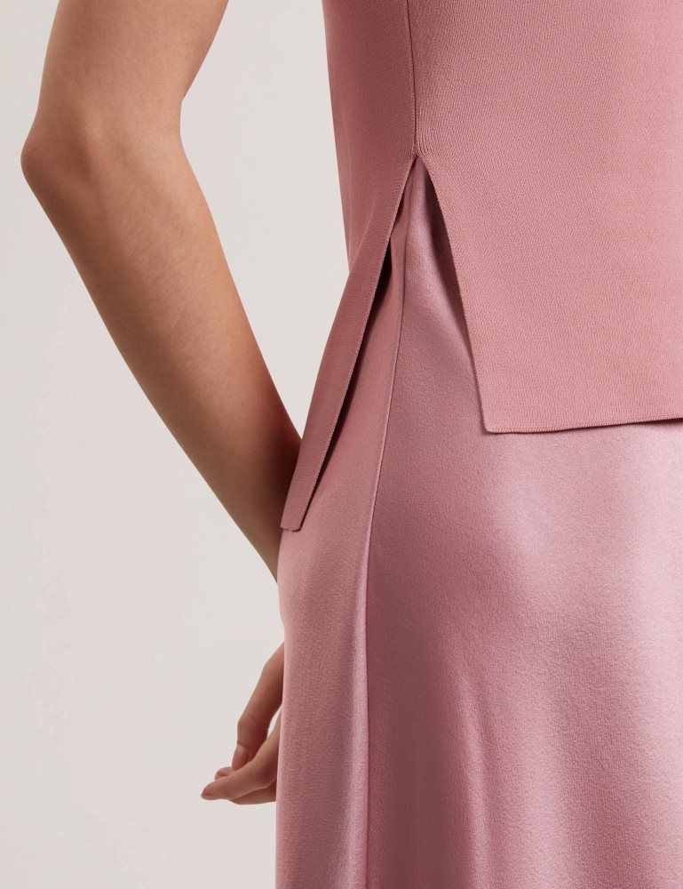 Ted Baker Ammil - Satin Midi Slip Dress With Removable Tank Kleid Damen Rosa | 957460-GDZ