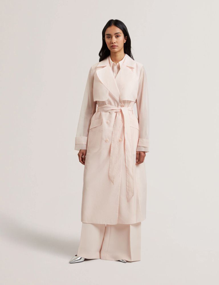 Ted Baker Aplysia - Organza Trench Coat With Storm Flaps Anzüge Damen Rosa | 536182-RJK