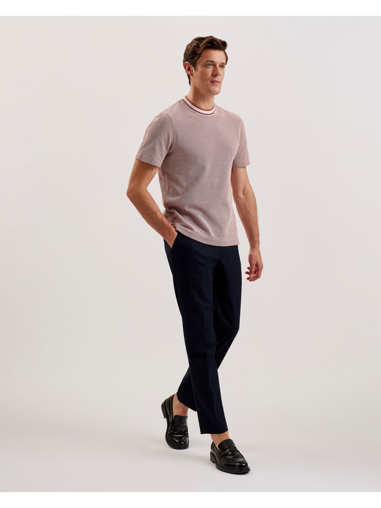 Ted Baker Arlon - Textured Stripe Detail Cotton T-shirt Oberteile Herren Braun | 689451-DFM