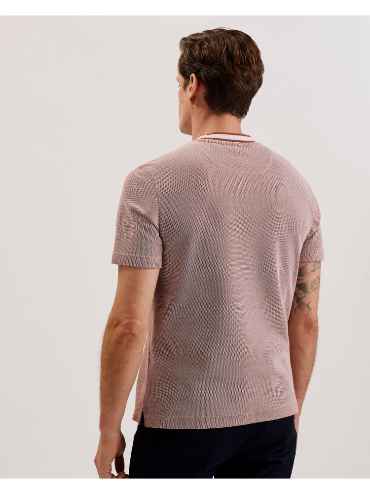 Ted Baker Arlon - Textured Stripe Detail Cotton T-shirt Oberteile Herren Braun | 689451-DFM