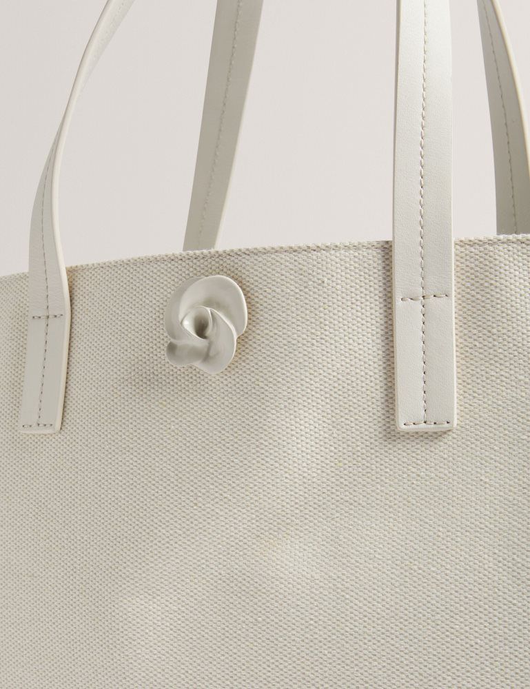 Ted Baker Audos - Rose Detail Wide Canvas Tote Bag Tragetaschen Damen Ecru | 830149-LHW