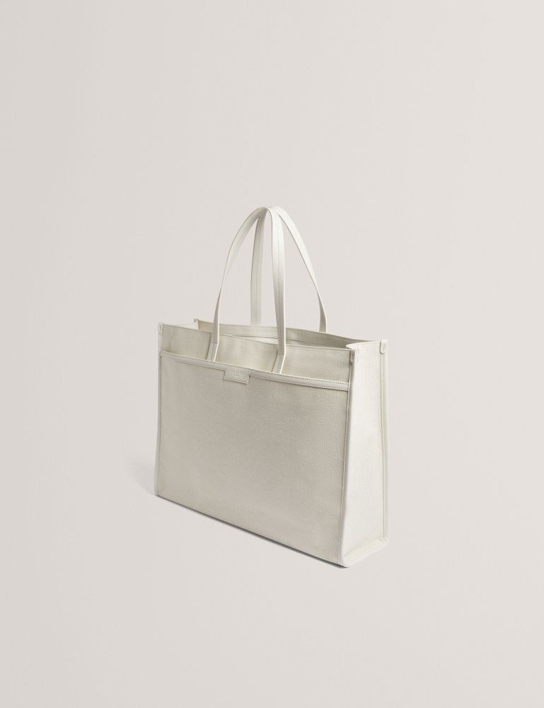 Ted Baker Audos - Rose Detail Wide Canvas Tote Bag Tragetaschen Damen Ecru | 830149-LHW