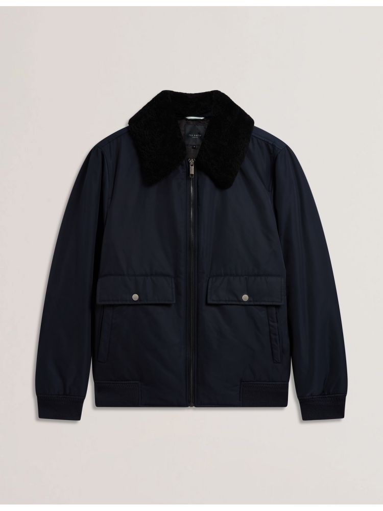 Ted Baker Avitore - Zip Bomber Jacket With Removable Collar Jacken Herren Navy | 167394-NRK