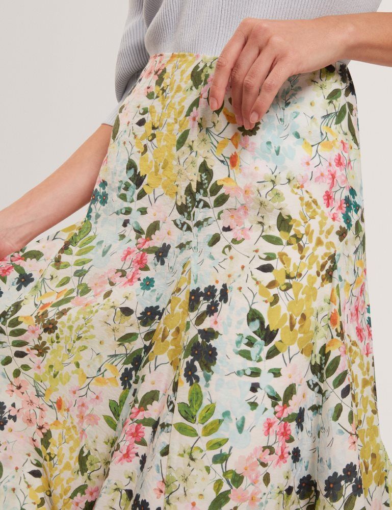 Ted Baker Azulla - Floral A-line Woven Midi Skirt Röcke Damen Weiß | 086573-SRK
