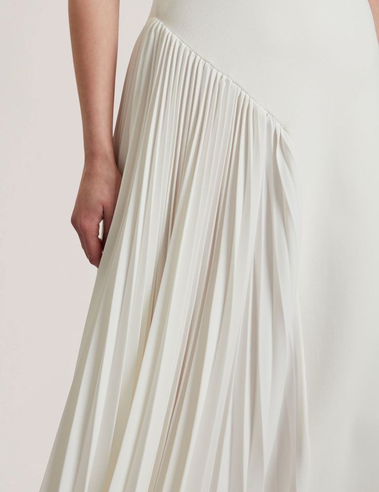 Ted Baker Azzina - Pleated Panel Sleeveless Knitted Midi Dress Kleid Damen Weiß | 782159-QCO