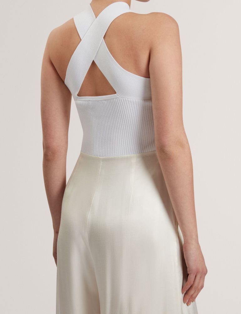 Ted Baker Baiblu - Halter Neck Knit Bodice Jumpsuit Jumpsuit Damen Weiß | 217534-PXU