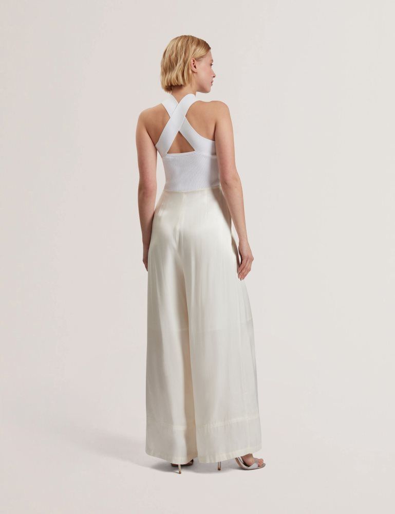 Ted Baker Baiblu - Halter Neck Knit Bodice Jumpsuit Jumpsuit Damen Weiß | 217534-PXU
