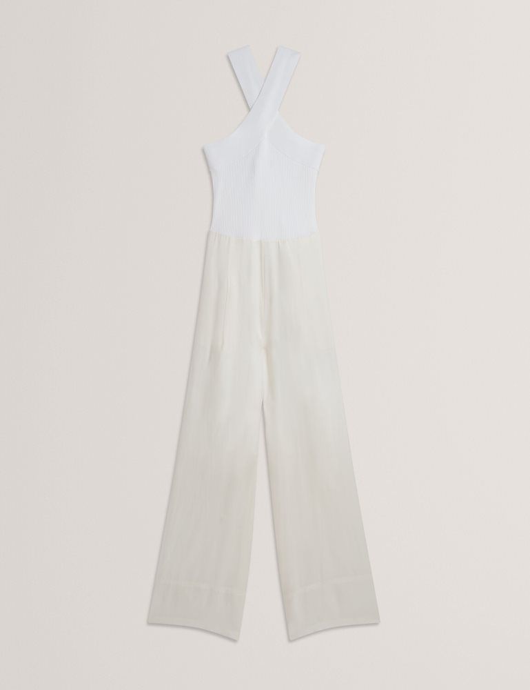 Ted Baker Baiblu - Halter Neck Knit Bodice Jumpsuit Jumpsuit Damen Weiß | 217534-PXU