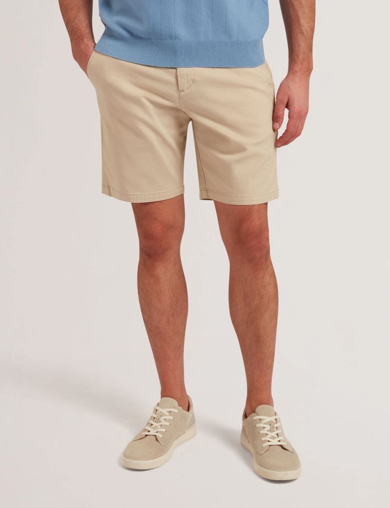 Ted Baker Barnham - Regular Fit Cotton Blend Chino Shorts Kurze Hose Herren Grau | 850942-FNE