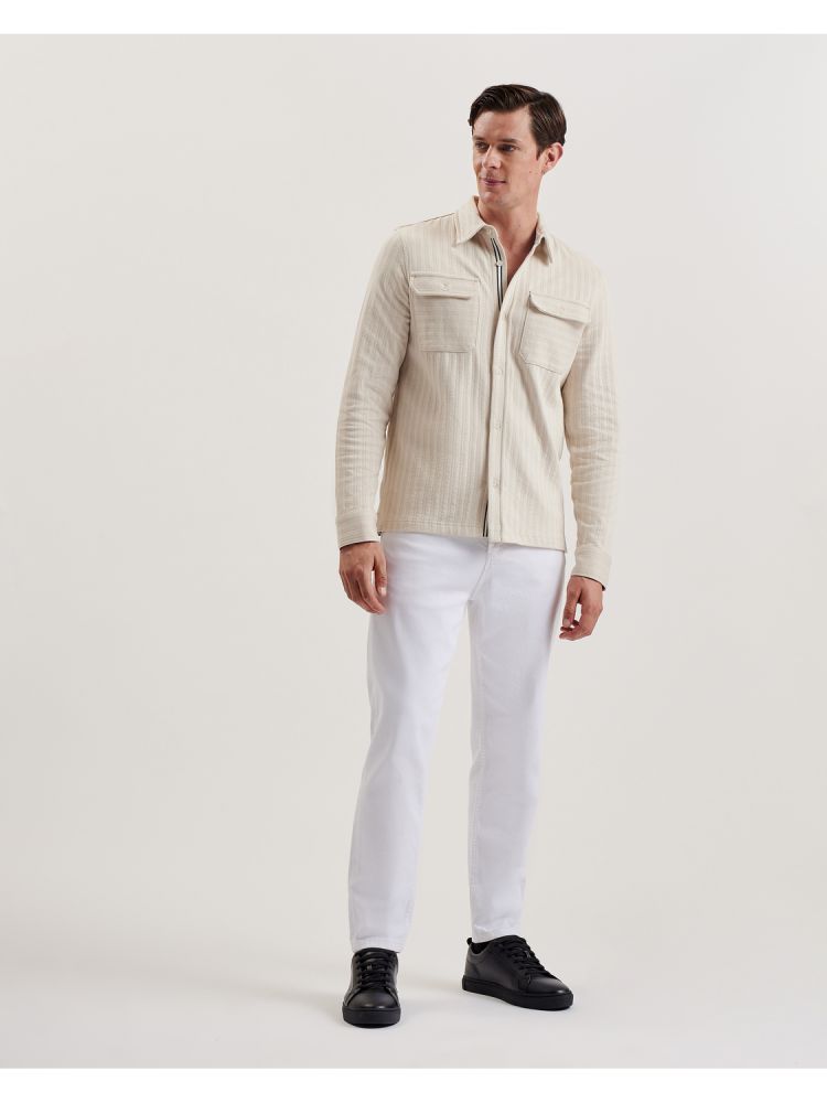 Ted Baker Belza - Textured Cotton Utility Pocket Overshirt Hoodie Herren Beige | 423915-NIP