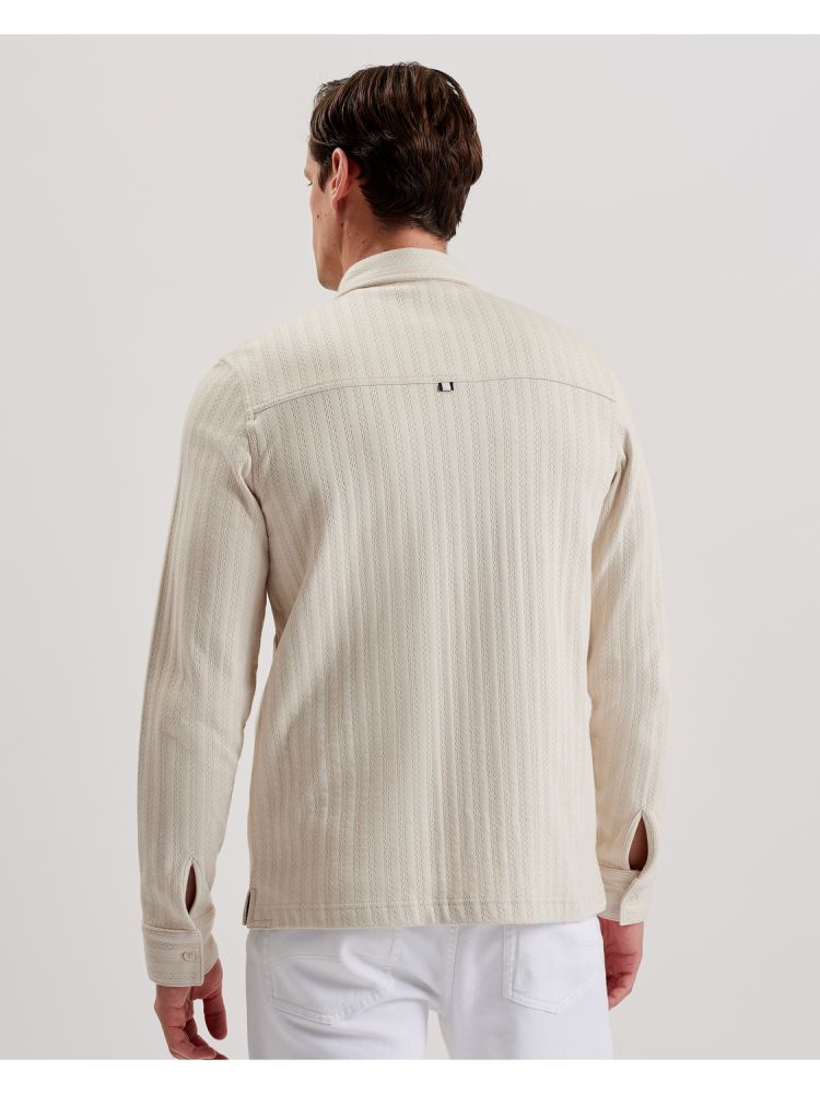 Ted Baker Belza - Textured Cotton Utility Pocket Overshirt Hoodie Herren Beige | 423915-NIP