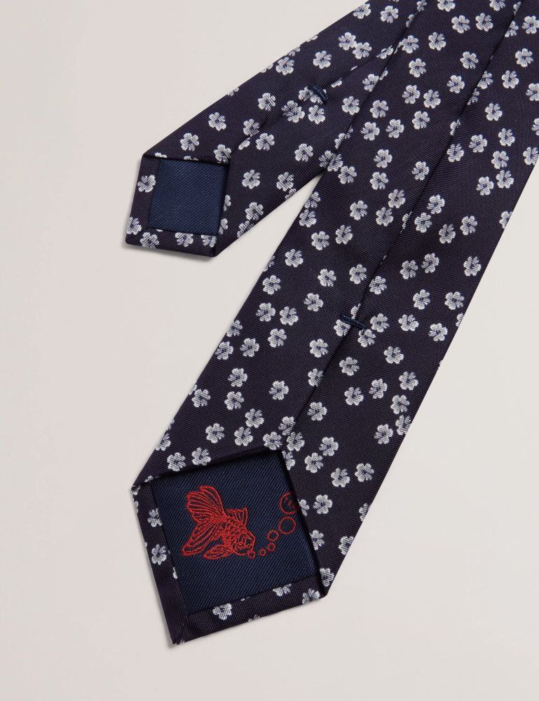 Ted Baker Bentlyy - Ditsy Floral Print Silk Tie Krawatten Herren Navy | 604518-WOH