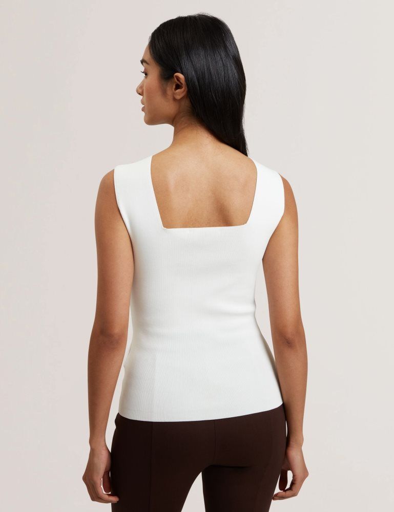 Ted Baker Binkkii - Square Neck Wide Strap Knitted Top T-shirts Damen Weiß | 490157-MTN