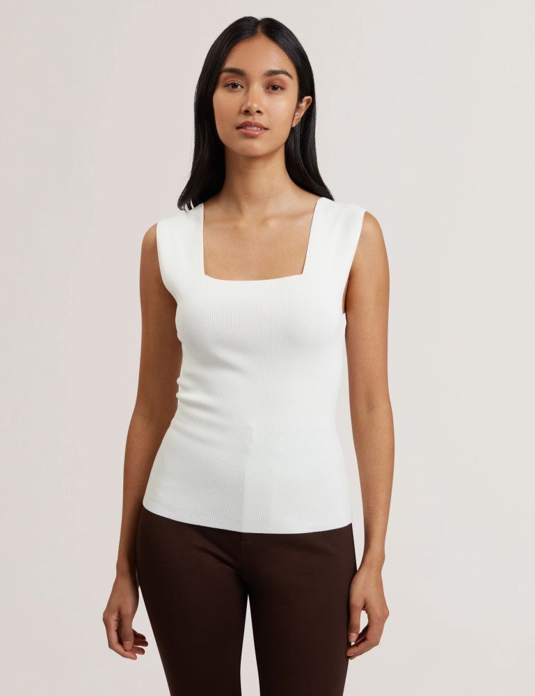 Ted Baker Binkkii - Square Neck Wide Strap Knitted Top T-shirts Damen Weiß | 490157-MTN