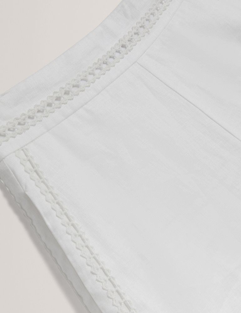 Ted Baker Buccia - Crochet Trim High Waisted Linen Shorts Kurze Hose Damen Weiß | 971345-AHK