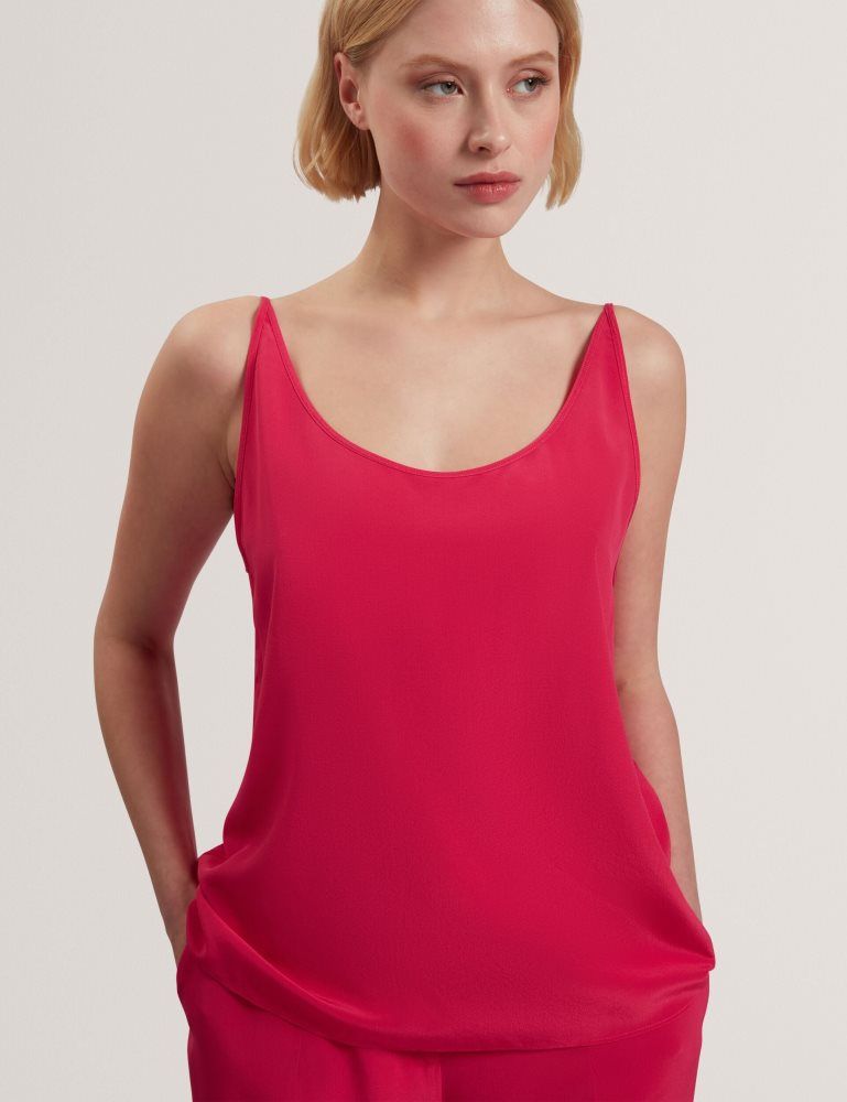 Ted Baker Cadasa - Pure Silk Scoop Neck Cami Top Anzüge Damen Fuchsie | 978465-EJF
