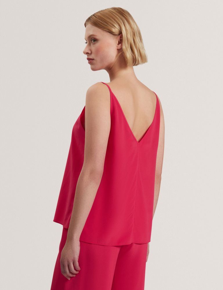 Ted Baker Cadasa - Pure Silk Scoop Neck Cami Top Anzüge Damen Fuchsie | 978465-EJF