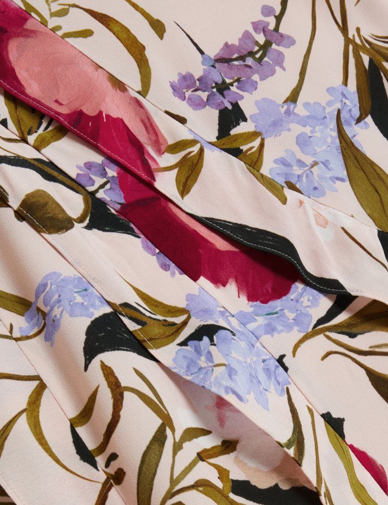 Ted Baker Candici - Floral Print Frill Trim Midi Skirt With Split Röcke Damen Rosa | 354078-LBE