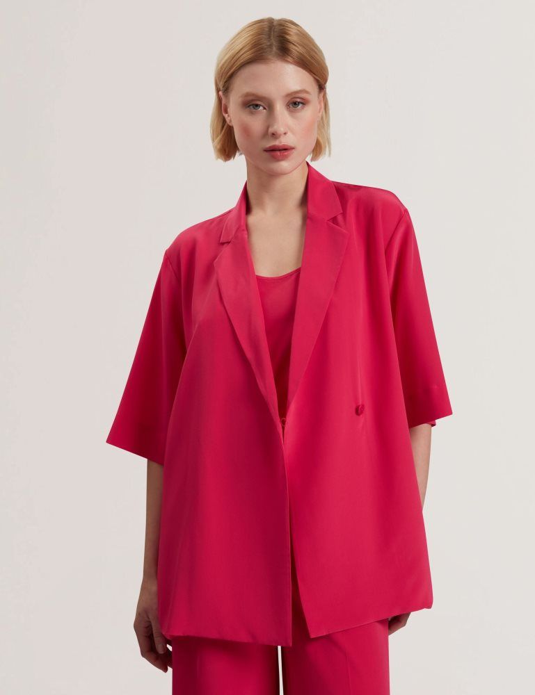 Ted Baker Carloe - Silk Short Sleeve Blazer Anzüge Damen Fuchsie | 519326-UPY