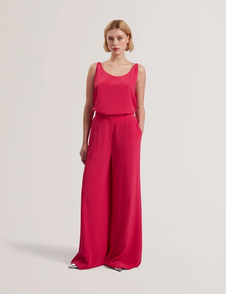 Ted Baker Carloet - Silk Wide Leg Tailored Trousers Anzüge Damen Fuchsie | 670418-GFB