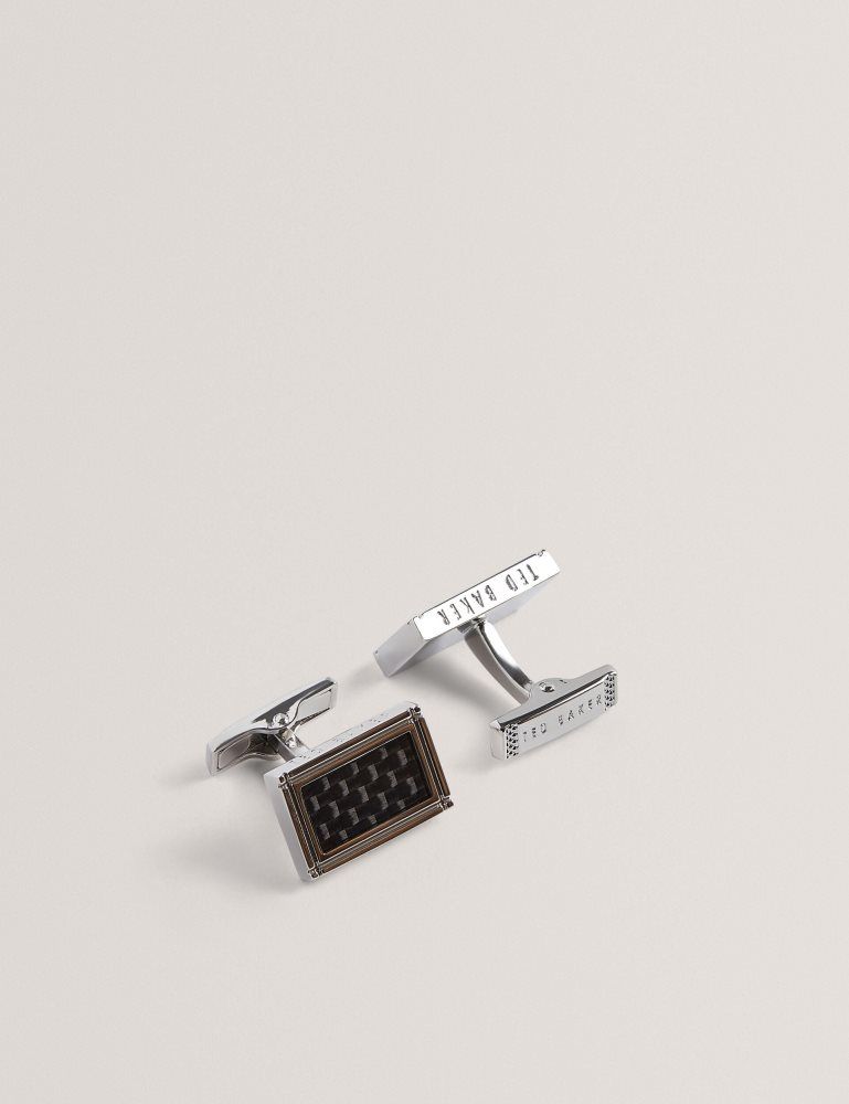 Ted Baker Carmont - Carbon Cufflink And Tie Clip Set Manschettenknöpfe Herren Silber | 406913-UIS