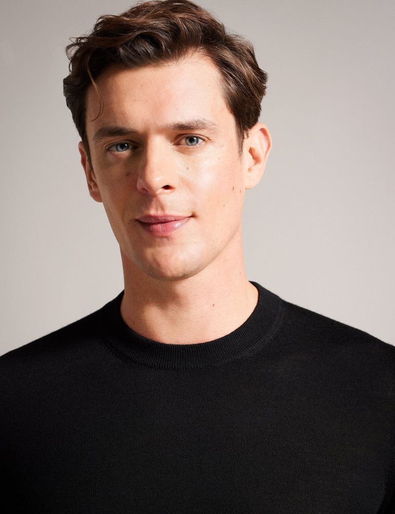 Ted Baker Carnby - Pure Wolle Crew Neck Jumper Pullover Herren Schwarz | 712935-CMD