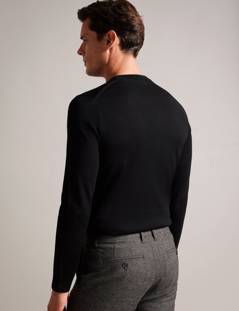Ted Baker Carnby - Pure Wolle Crew Neck Jumper Pullover Herren Schwarz | 712935-CMD