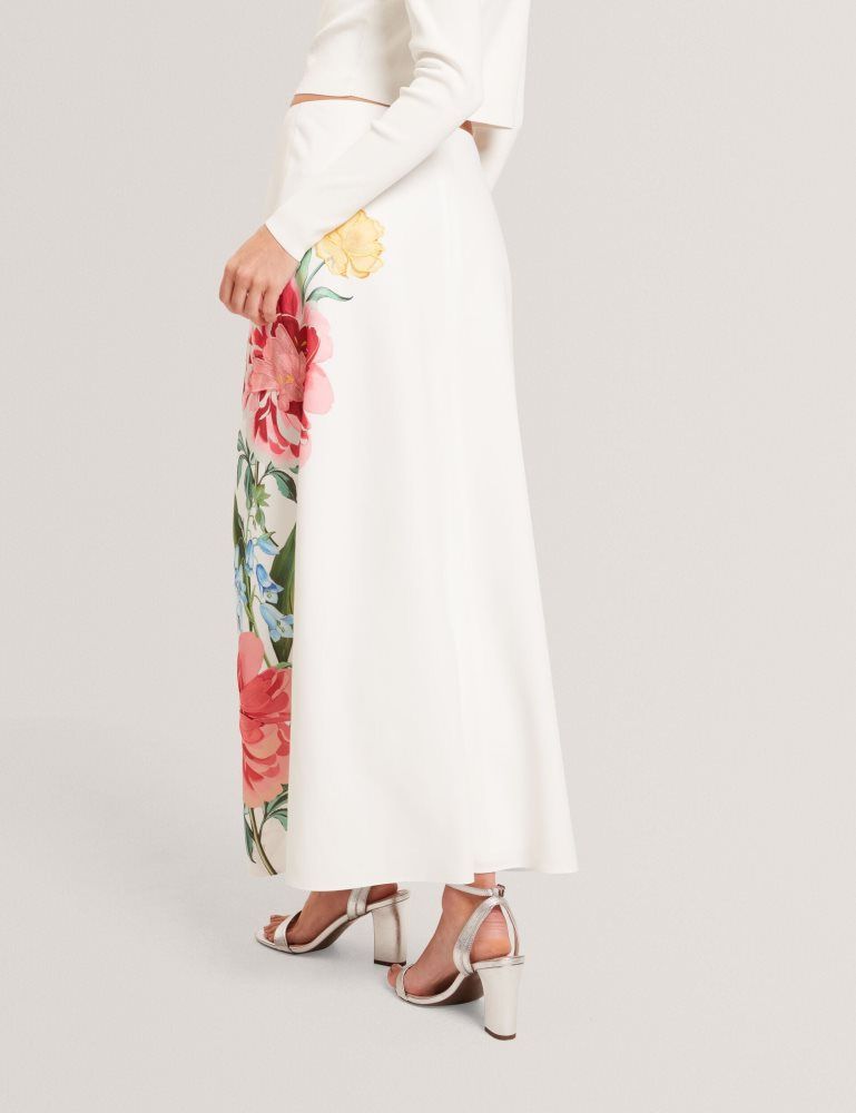 Ted Baker Casla - Floral Print Detail Column Midi Skirt Röcke Damen Weiß | 540297-HWO