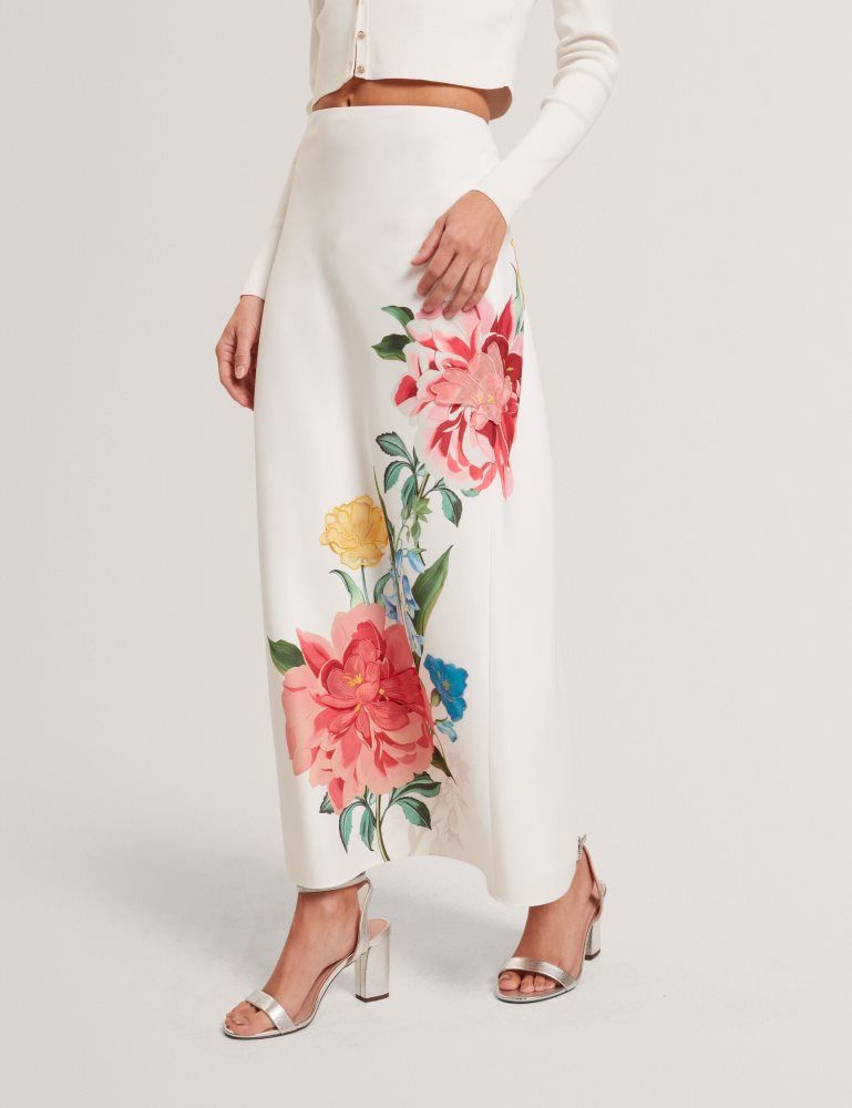 Ted Baker Casla - Floral Print Detail Column Midi Skirt Anzüge Damen Weiß | 269148-VYF