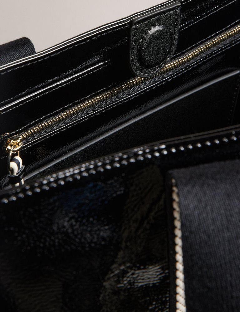 Ted Baker Celinie - Branded Webbing Faux Leather Tote Bag Tragetaschen Damen Schwarz | 174536-FVS