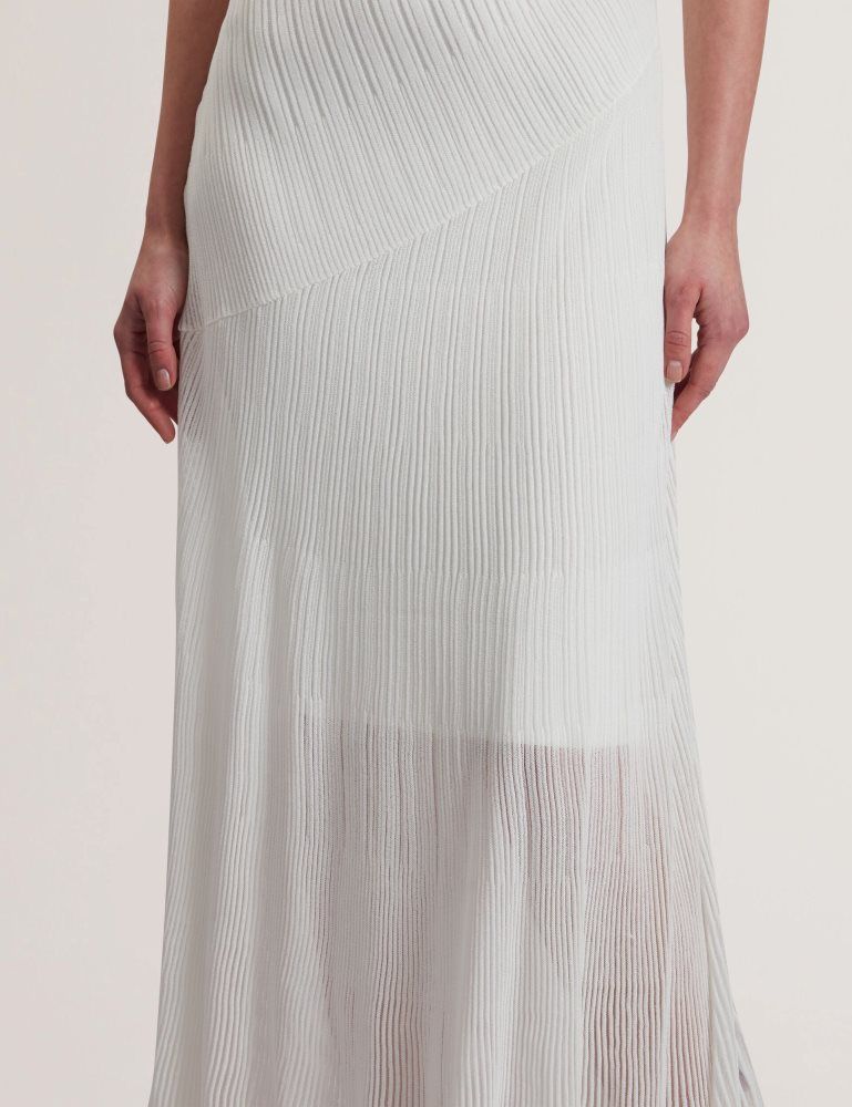 Ted Baker Celyina - Sheer Detail Textured Knit Midaxi Dress Kleid Damen Weiß | 079345-IYK