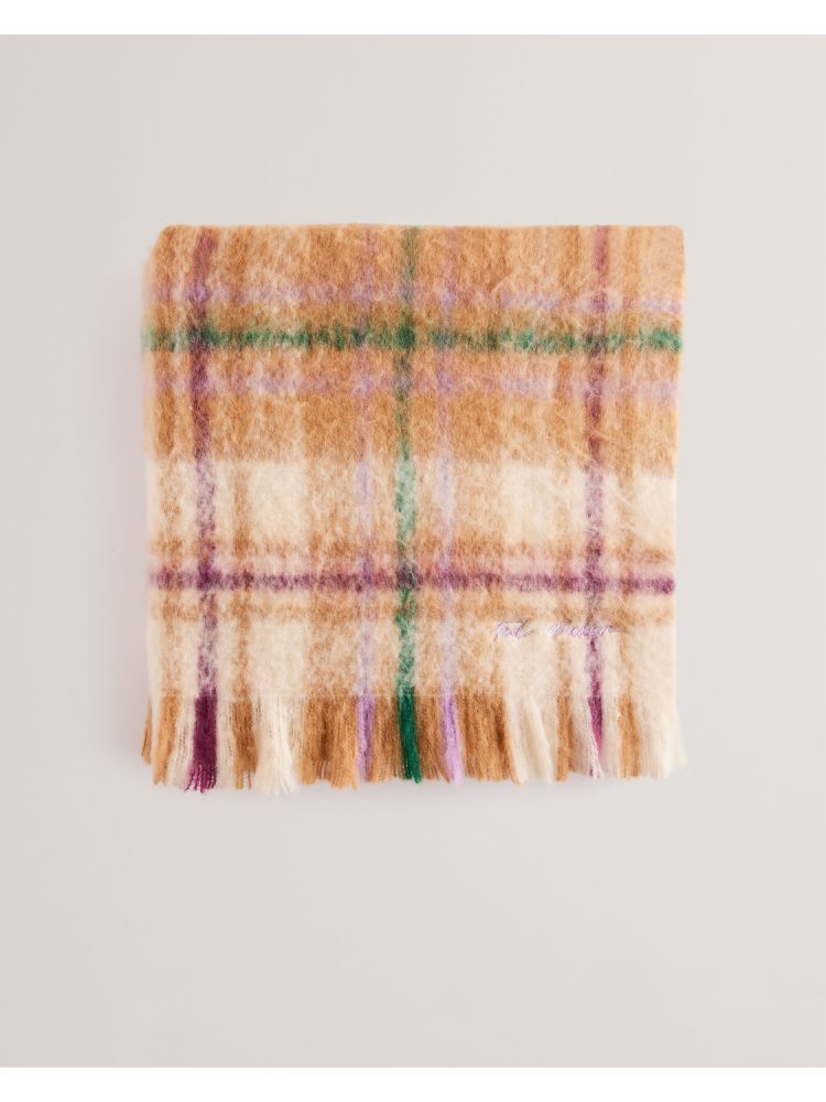 Ted Baker Chellis - Checked Fringed Edge Woven Scarf Hats, Gloves & Scarves Damen Mehrfarbig | 486531-BUK