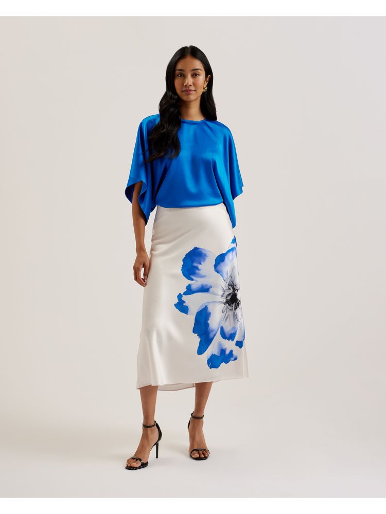 Ted Baker Cherika - Batwing Short Sleeve Satin Blouse T-shirts Damen Blau | 872041-XUS