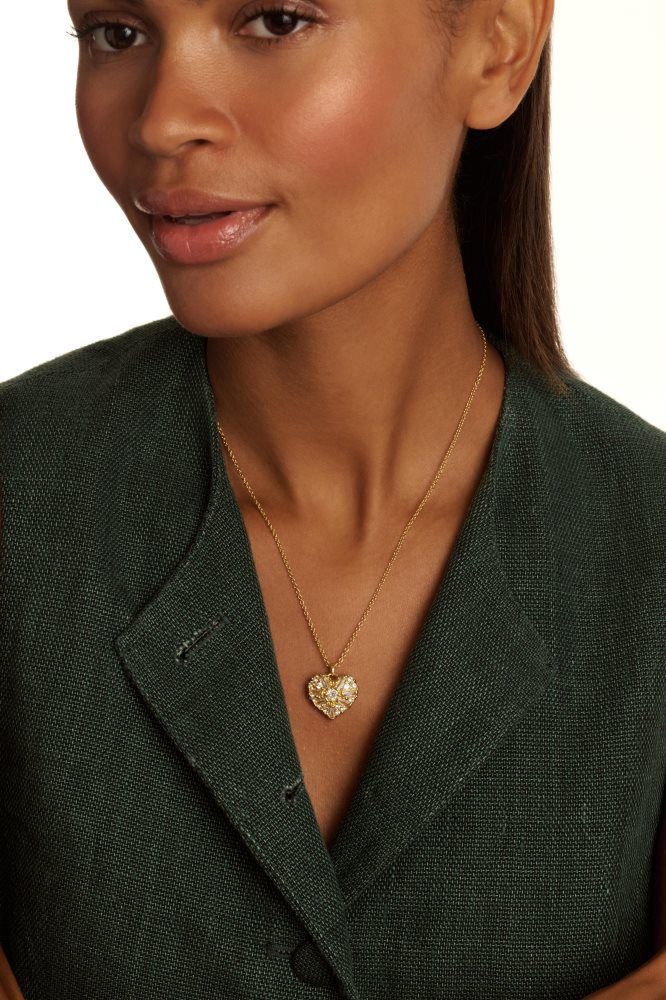 Ted Baker Cherish - Crystal Heart Locket Pendant Necklace Schmuck Damen Gold | 240859-UPG