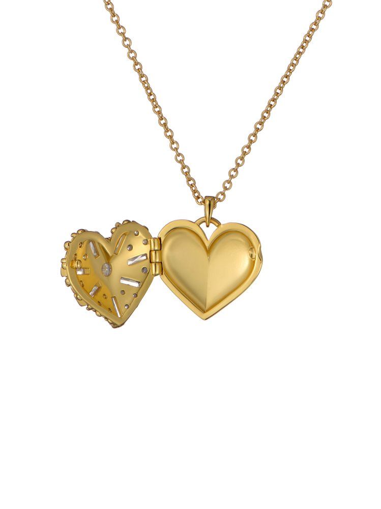 Ted Baker Cherish - Crystal Heart Locket Pendant Necklace Schmuck Damen Gold | 240859-UPG