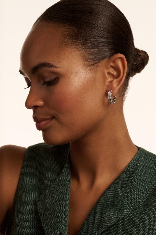 Ted Baker Clarence - Crystal Cluster Hoop Earrings Schmuck Damen Silber | 589026-UAH