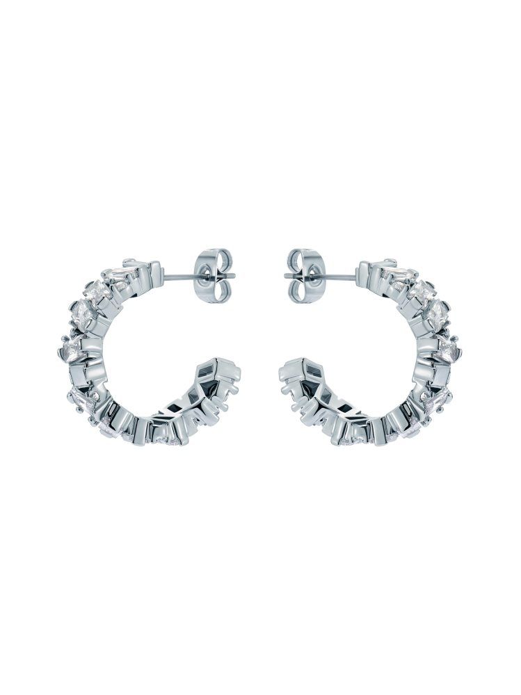 Ted Baker Clarence - Crystal Cluster Hoop Earrings Schmuck Damen Silber | 589026-UAH